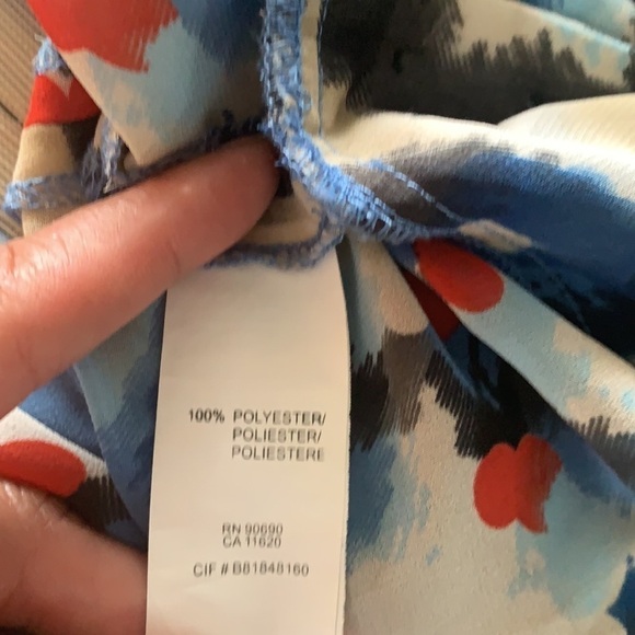 Kensie multicolour sleeveless semi-sheer ruffle neck blouse size L - Picture 7 of 10